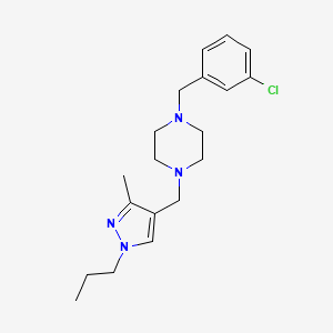 molecular formula C19H27ClN4 B5316617 1-(3-chlorobenzyl)-4-[(3-methyl-1-propyl-1H-pyrazol-4-yl)methyl]piperazine 