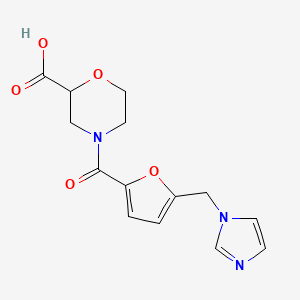 molecular formula C14H15N3O5 B5316635 4-[5-(1H-imidazol-1-ylmethyl)-2-furoyl]-2-morpholinecarboxylic acid 