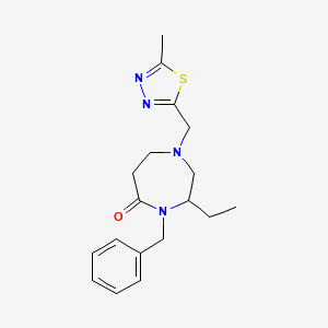 molecular formula C18H24N4OS B5316642 4-benzyl-3-ethyl-1-[(5-methyl-1,3,4-thiadiazol-2-yl)methyl]-1,4-diazepan-5-one 