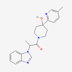 molecular formula C21H24N4O2 B5316649 1-[2-(1H-benzimidazol-1-yl)propanoyl]-4-(5-methylpyridin-2-yl)piperidin-4-ol 