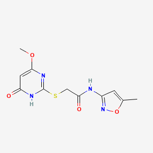 molecular formula C11H12N4O4S B5316658 2-[(4-methoxy-6-oxo-1,6-dihydropyrimidin-2-yl)thio]-N-(5-methylisoxazol-3-yl)acetamide 