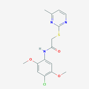 molecular formula C15H16ClN3O3S B5316670 N-(4-chloro-2,5-dimethoxyphenyl)-2-[(4-methyl-2-pyrimidinyl)thio]acetamide 