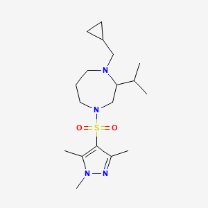 molecular formula C18H32N4O2S B5316689 1-(cyclopropylmethyl)-2-isopropyl-4-[(1,3,5-trimethyl-1H-pyrazol-4-yl)sulfonyl]-1,4-diazepane 