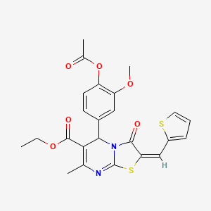 molecular formula C24H22N2O6S2 B5316718 ethyl 5-[4-(acetyloxy)-3-methoxyphenyl]-7-methyl-3-oxo-2-(2-thienylmethylene)-2,3-dihydro-5H-[1,3]thiazolo[3,2-a]pyrimidine-6-carboxylate 