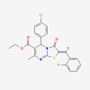 molecular formula C23H18ClFN2O3S B5316768 ethyl 5-(4-chlorophenyl)-2-(2-fluorobenzylidene)-7-methyl-3-oxo-2,3-dihydro-5H-[1,3]thiazolo[3,2-a]pyrimidine-6-carboxylate 