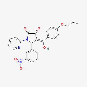 molecular formula C25H21N3O6 B5316777 3-hydroxy-5-(3-nitrophenyl)-4-(4-propoxybenzoyl)-1-(2-pyridinyl)-1,5-dihydro-2H-pyrrol-2-one 