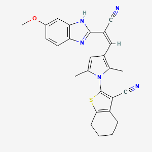molecular formula C26H23N5OS B5316778 2-{3-[2-cyano-2-(5-methoxy-1H-benzimidazol-2-yl)vinyl]-2,5-dimethyl-1H-pyrrol-1-yl}-4,5,6,7-tetrahydro-1-benzothiophene-3-carbonitrile 