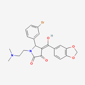 molecular formula C22H21BrN2O5 B5316802 4-(1,3-benzodioxol-5-ylcarbonyl)-5-(3-bromophenyl)-1-[2-(dimethylamino)ethyl]-3-hydroxy-1,5-dihydro-2H-pyrrol-2-one 