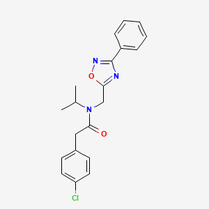 molecular formula C20H20ClN3O2 B5316841 2-(4-chlorophenyl)-N-isopropyl-N-[(3-phenyl-1,2,4-oxadiazol-5-yl)methyl]acetamide 