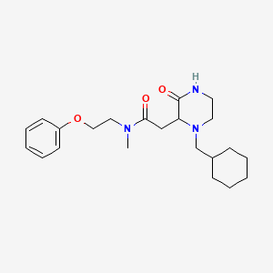 molecular formula C22H33N3O3 B5316866 2-[1-(cyclohexylmethyl)-3-oxo-2-piperazinyl]-N-methyl-N-(2-phenoxyethyl)acetamide 