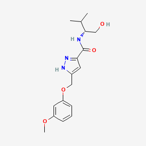 molecular formula C17H23N3O4 B5316887 N-[(1R)-1-(hydroxymethyl)-2-methylpropyl]-5-[(3-methoxyphenoxy)methyl]-1H-pyrazole-3-carboxamide 