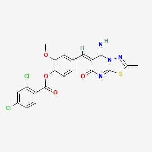 [4-[(Z)-(5-imino-2-methyl-7-oxo-[1,3,4]thiadiazolo[3,2-a]pyrimidin-6-ylidene)methyl]-2-methoxyphenyl] 2,4-dichlorobenzoate