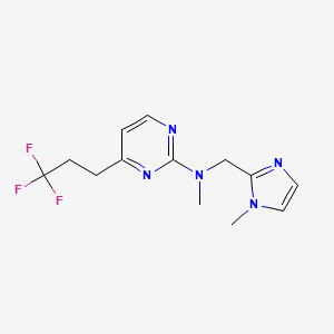 molecular formula C13H16F3N5 B5316914 N-methyl-N-[(1-methyl-1H-imidazol-2-yl)methyl]-4-(3,3,3-trifluoropropyl)pyrimidin-2-amine 