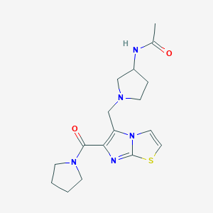 molecular formula C17H23N5O2S B5316917 N-(1-{[6-(pyrrolidin-1-ylcarbonyl)imidazo[2,1-b][1,3]thiazol-5-yl]methyl}pyrrolidin-3-yl)acetamide 