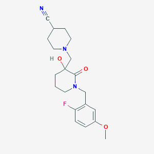 molecular formula C20H26FN3O3 B5316967 1-{[1-(2-fluoro-5-methoxybenzyl)-3-hydroxy-2-oxopiperidin-3-yl]methyl}piperidine-4-carbonitrile 