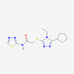 2-[(5-cyclopentyl-4-ethyl-4H-1,2,4-triazol-3-yl)sulfanyl]-N-(1,3,4-thiadiazol-2-yl)acetamide