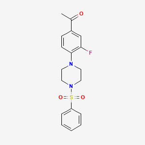 1-{4-[4-(BENZENESULFONYL)PIPERAZIN-1-YL]-3-FLUOROPHENYL}ETHAN-1-ONE