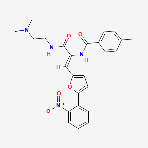 molecular formula C25H26N4O5 B5317031 N-{1-({[2-(dimethylamino)ethyl]amino}carbonyl)-2-[5-(2-nitrophenyl)-2-furyl]vinyl}-4-methylbenzamide 