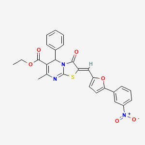 ethyl (2Z)-7-methyl-2-[[5-(3-nitrophenyl)furan-2-yl]methylidene]-3-oxo-5-phenyl-5H-[1,3]thiazolo[3,2-a]pyrimidine-6-carboxylate