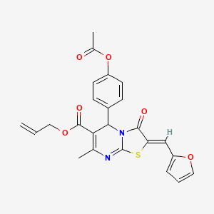 prop-2-en-1-yl (2Z)-5-[4-(acetyloxy)phenyl]-2-(furan-2-ylmethylidene)-7-methyl-3-oxo-2,3-dihydro-5H-[1,3]thiazolo[3,2-a]pyrimidine-6-carboxylate