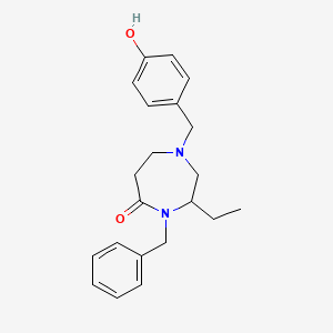 4-benzyl-3-ethyl-1-(4-hydroxybenzyl)-1,4-diazepan-5-one