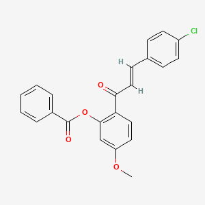 molecular formula C23H17ClO4 B5319002 2-[(2E)-3-(4-chlorophenyl)prop-2-enoyl]-5-methoxyphenyl benzoate 