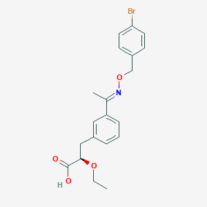 molecular formula C20H22BrNO4 B531927 (2R)-3-[3-[(E)-N-[(4-溴苯基)甲氧基]-C-甲基碳亚胺酰]苯基]-2-乙氧基丙酸 