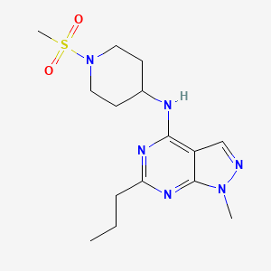 molecular formula C15H24N6O2S B5321368 1-methyl-N-[1-(methylsulfonyl)-4-piperidinyl]-6-propyl-1H-pyrazolo[3,4-d]pyrimidin-4-amine 