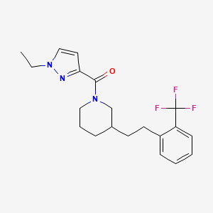 molecular formula C20H24F3N3O B5321544 1-[(1-ethyl-1H-pyrazol-3-yl)carbonyl]-3-{2-[2-(trifluoromethyl)phenyl]ethyl}piperidine 