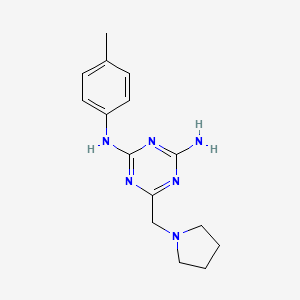 molecular formula C15H20N6 B5321604 N-(4-methylphenyl)-6-(pyrrolidin-1-ylmethyl)-1,3,5-triazine-2,4-diamine 