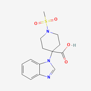 molecular formula C14H17N3O4S B5321609 4-(Benzimidazol-1-yl)-1-methylsulfonylpiperidine-4-carboxylic acid 