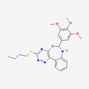 molecular formula C23H26N4O4S B5321622 3-(Butylsulfanyl)-6-(3,4,5-trimethoxyphenyl)-6,7-dihydro[1,2,4]triazino[5,6-d][3,1]benzoxazepine 