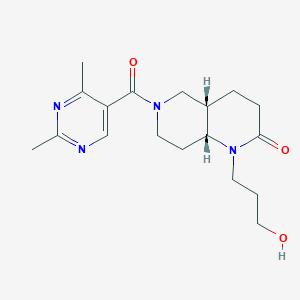 molecular formula C18H26N4O3 B5321655 (4aS*,8aR*)-6-[(2,4-dimethylpyrimidin-5-yl)carbonyl]-1-(3-hydroxypropyl)octahydro-1,6-naphthyridin-2(1H)-one 