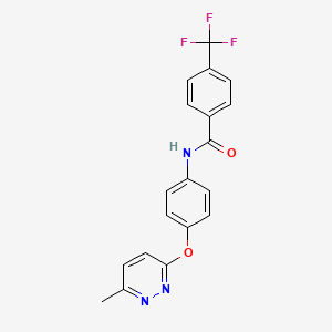 molecular formula C19H14F3N3O2 B5321820 N-{4-[(6-methyl-3-pyridazinyl)oxy]phenyl}-4-(trifluoromethyl)benzamide 