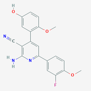 molecular formula C20H16FN3O3 B5322023 2-amino-6-(3-fluoro-4-methoxyphenyl)-4-(5-hydroxy-2-methoxyphenyl)nicotinonitrile 