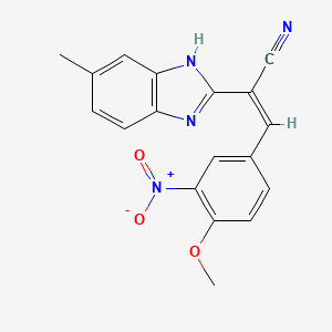 (Z)-3-(4-methoxy-3-nitrophenyl)-2-(6-methyl-1H-benzimidazol-2-yl)prop-2-enenitrile