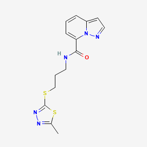 molecular formula C14H15N5OS2 B5322082 N-{3-[(5-methyl-1,3,4-thiadiazol-2-yl)thio]propyl}pyrazolo[1,5-a]pyridine-7-carboxamide 