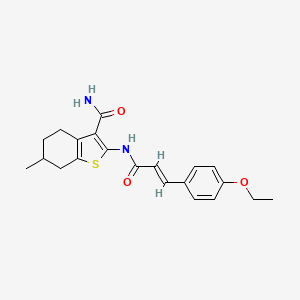 molecular formula C21H24N2O3S B5322176 2-{[3-(4-ethoxyphenyl)acryloyl]amino}-6-methyl-4,5,6,7-tetrahydro-1-benzothiophene-3-carboxamide 