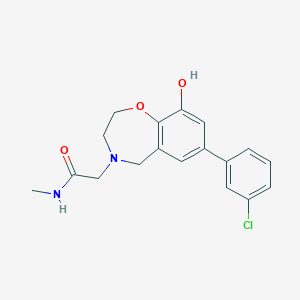 molecular formula C18H19ClN2O3 B5322222 2-[7-(3-chlorophenyl)-9-hydroxy-2,3-dihydro-1,4-benzoxazepin-4(5H)-yl]-N-methylacetamide 