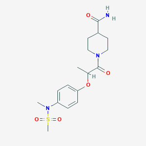 molecular formula C17H25N3O5S B5322239 1-(2-{4-[methyl(methylsulfonyl)amino]phenoxy}propanoyl)-4-piperidinecarboxamide 