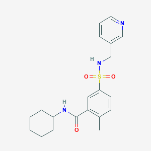 molecular formula C20H25N3O3S B5322301 N-cyclohexyl-2-methyl-5-{[(3-pyridinylmethyl)amino]sulfonyl}benzamide 