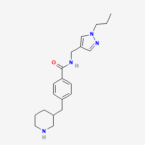 molecular formula C20H28N4O B5322312 4-(3-piperidinylmethyl)-N-[(1-propyl-1H-pyrazol-4-yl)methyl]benzamide hydrochloride 