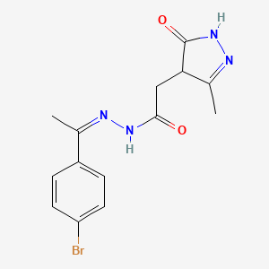 N'-[(1Z)-1-(4-bromophenyl)ethylidene]-2-(3-methyl-5-oxo-4,5-dihydro-1H-pyrazol-4-yl)acetohydrazide