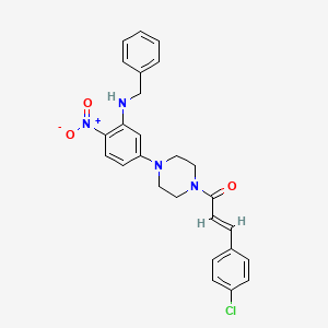 molecular formula C26H25ClN4O3 B5322492 N-benzyl-5-{4-[3-(4-chlorophenyl)acryloyl]-1-piperazinyl}-2-nitroaniline 