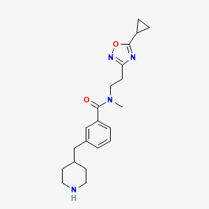 molecular formula C21H28N4O2 B5322497 N-[2-(5-cyclopropyl-1,2,4-oxadiazol-3-yl)ethyl]-N-methyl-3-(4-piperidinylmethyl)benzamide 