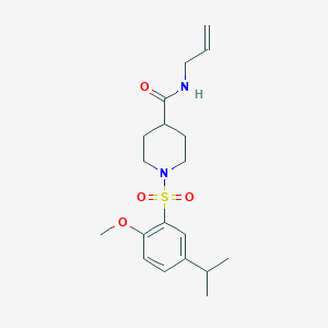 molecular formula C19H28N2O4S B5322582 1-[2-METHOXY-5-(PROPAN-2-YL)BENZENESULFONYL]-N-(PROP-2-EN-1-YL)PIPERIDINE-4-CARBOXAMIDE 