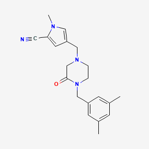 molecular formula C20H24N4O B5322589 4-{[4-(3,5-dimethylbenzyl)-3-oxo-1-piperazinyl]methyl}-1-methyl-1H-pyrrole-2-carbonitrile 