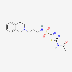 molecular formula C16H21N5O3S2 B5322676 N-[5-({[3-(3,4-dihydro-2(1H)-isoquinolinyl)propyl]amino}sulfonyl)-1,3,4-thiadiazol-2-yl]acetamide 