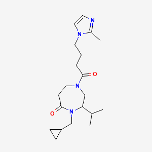 molecular formula C20H32N4O2 B5322716 4-(cyclopropylmethyl)-3-isopropyl-1-[4-(2-methyl-1H-imidazol-1-yl)butanoyl]-1,4-diazepan-5-one 