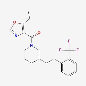 molecular formula C20H23F3N2O2 B5322753 1-[(5-ethyl-1,3-oxazol-4-yl)carbonyl]-3-{2-[2-(trifluoromethyl)phenyl]ethyl}piperidine 